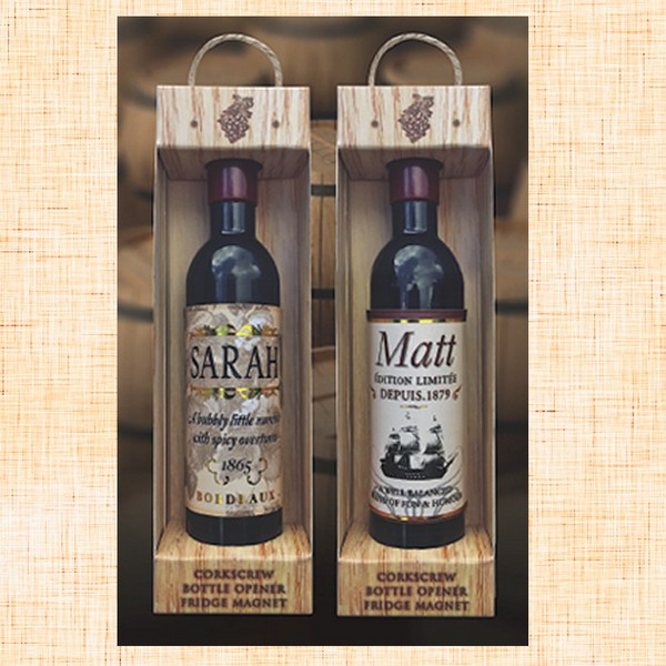 Personalised Wine Cellar Bottle Opener, Corkscrew & Fridge